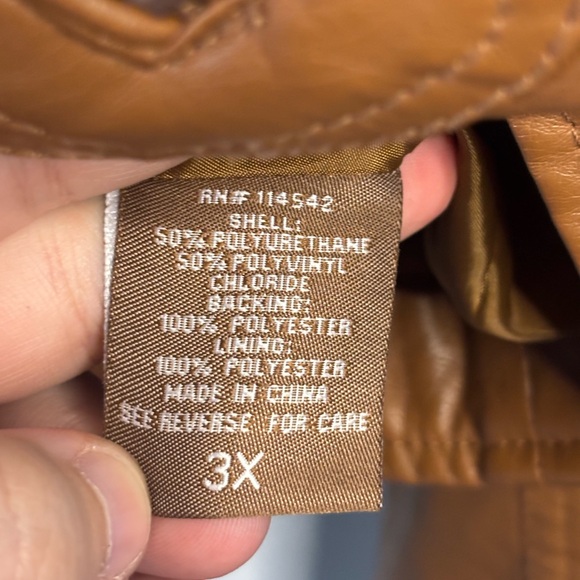 Jou Jou Tan Leather Jacket (fits like a 2x) - Picture 4 of 5